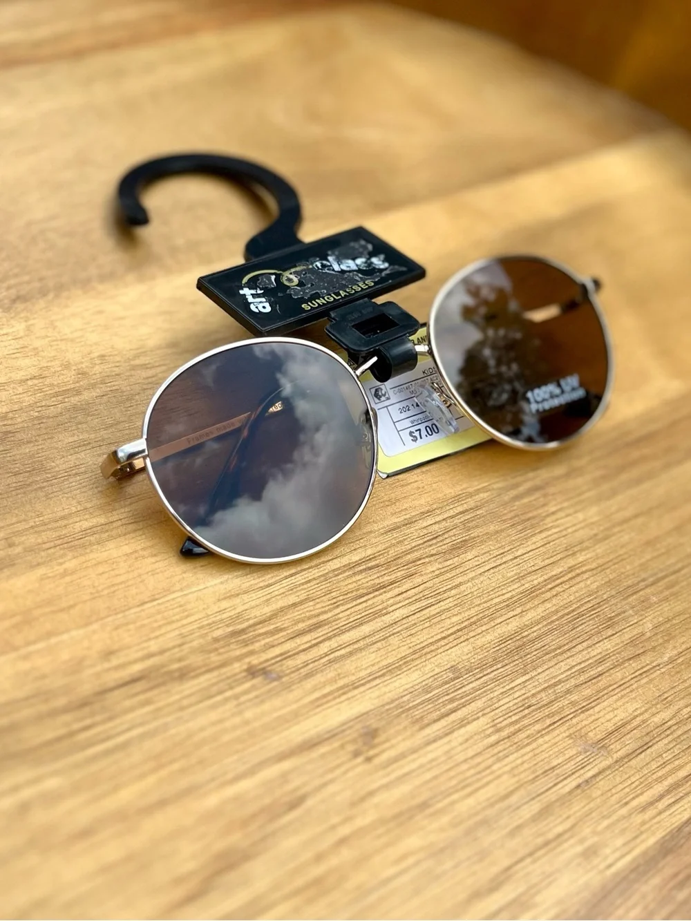 *3/$15, Art Class Round Kids Sunglasses - Gold Metal Frame & Brown Lenses